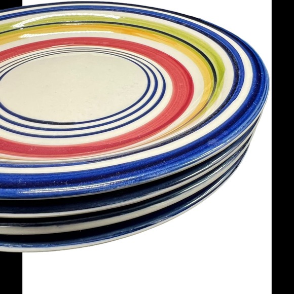 Pier 1 Circular Pattern Dessert Plates Primary Colors - Set of 4 - Picture 2 of 3